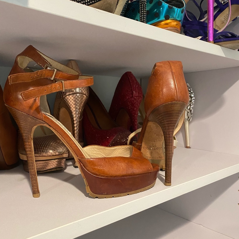 1 HR SALE! Jimmy Choo leather sandal heels